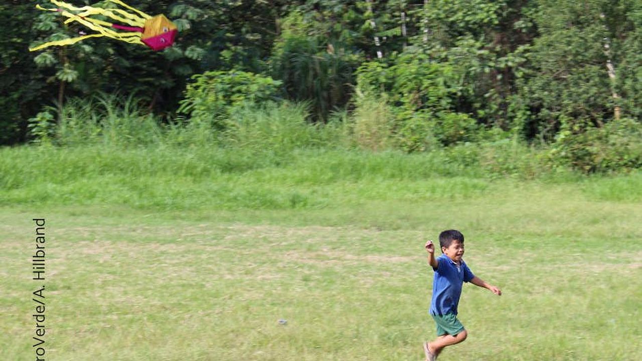 Kind in Guatemala lässt einen Drachen steigen ©OroVerde/A.Hillbrand